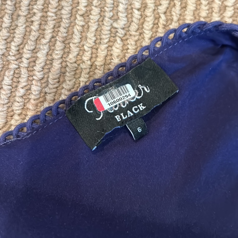 Parker Black Navy Blue Veronica Lace Tiered Sleeveless Maxi Gown sz 6 - Picture 11 of 13